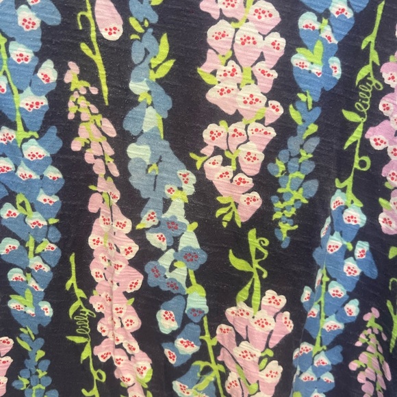 Lilly Pulitzer Floral Cotton 1/4 Sleeve Dress Navy/Pink Small - Picture 6 of 6